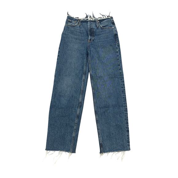 ANINE BING Gavin 1999 Straight Raw Hem Mid-Rise Jeans Blue Size 24 - Picture 3 of 8